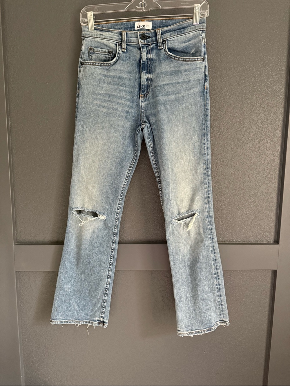 ASKK NY • Light Blue Distressed Women's straight leg Jeans - size 27